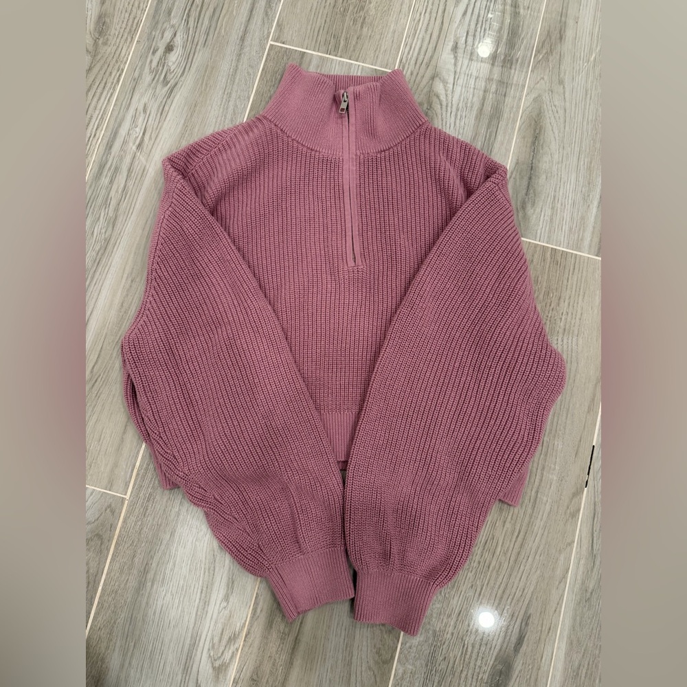 TNA Half-Zip Mock Neck Sweater in Dusty Rose